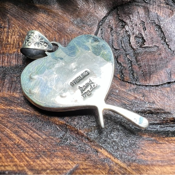 925 Sterling Silver Heart Snake Cactus Pendant Southwest Desert Boho - Picture 7 of 14
